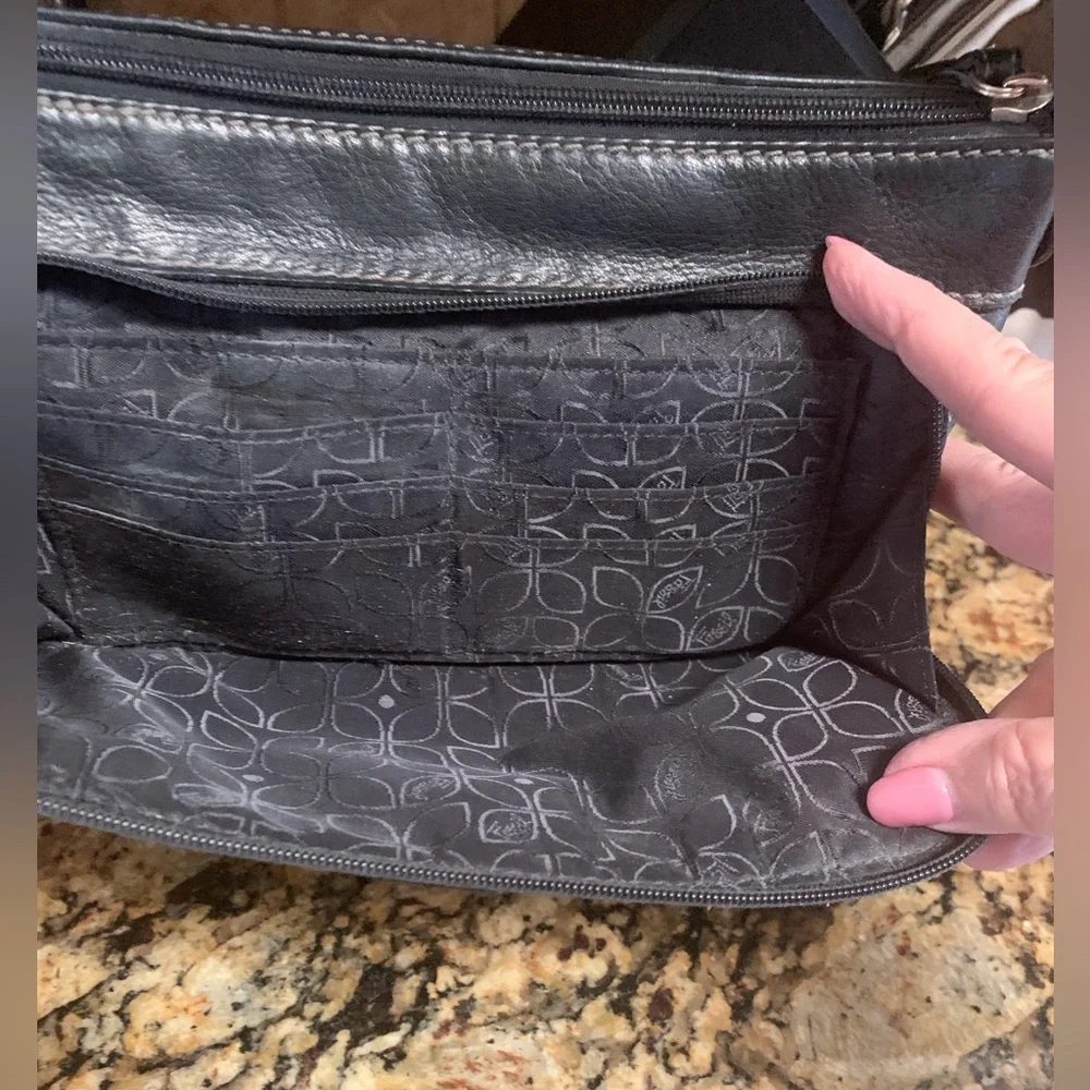Vintage Black Leather Fossil Shoulderbag